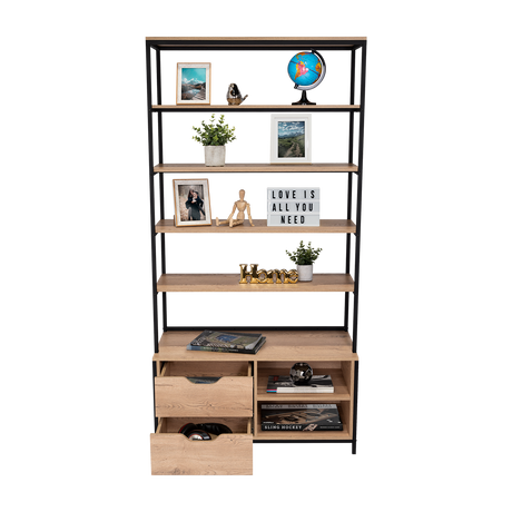 Estantería Wolfe Macadamia 100x205.2cm Rectangular con Nueve Compartimientos - BIBLIOTECAS Y ESTANTERIAS | Bylmo