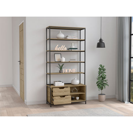 Estantería Wolfe Macadamia 100x205.2cm Rectangular con Nueve Compartimientos - BIBLIOTECAS Y ESTANTERIAS | Bylmo