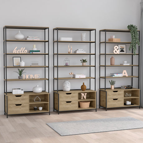 Estantería Wolfe Macadamia 100x205.2cm Rectangular con Nueve Compartimientos - BIBLIOTECAS Y ESTANTERIAS | Bylmo