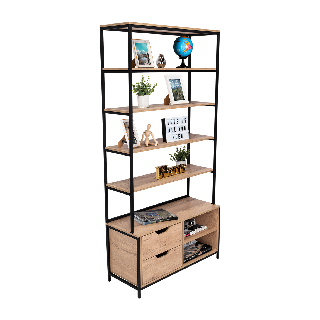 Estantería Wolfe Macadamia 100x205.2cm Rectangular con Nueve Compartimientos - BIBLIOTECAS Y ESTANTERIAS | Bylmo