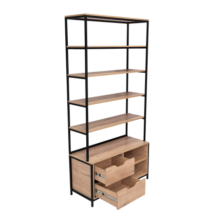 Estantería Wolfe Macadamia 100x205.2cm Rectangular con Nueve Compartimientos - BIBLIOTECAS Y ESTANTERIAS | Bylmo