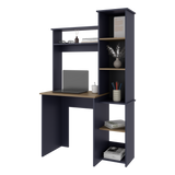 Centro de Computo Versalles Azul y Fresno 98.5x163.1cm sin Cajones y con Organizador de Libros - ESCRITORIOS | Bylmo