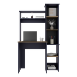 Centro de Computo Versalles Azul y Fresno 98.5x163.1cm sin Cajones y con Organizador de Libros - ESCRITORIOS | Bylmo