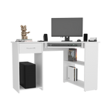 Escritorio Jasper Blanco 120x75cm con Un Cajón y con Organizador de Libros - ESCRITORIOS | Bylmo