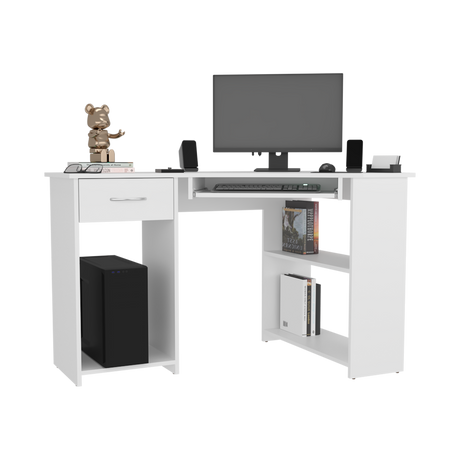 Escritorio Jasper Blanco 120x75cm con Un Cajón y con Organizador de Libros - ESCRITORIOS | Bylmo