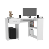 Escritorio Jasper Blanco 120x75cm con Un Cajón y con Organizador de Libros - ESCRITORIOS | Bylmo