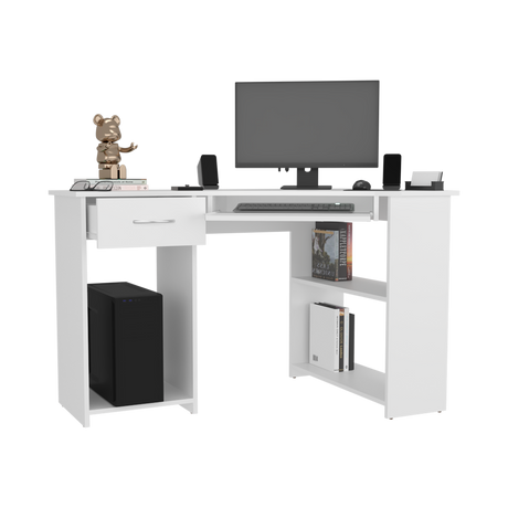 Escritorio Jasper Blanco 120x75cm con Un Cajón y con Organizador de Libros - ESCRITORIOS | Bylmo