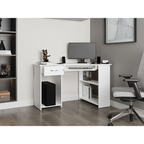 Escritorio Jasper Blanco 120x75cm con Un Cajón y con Organizador de Libros - ESCRITORIOS | Bylmo