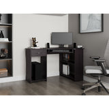 Escritorio Jasper Wengue 120x75cm con Un Cajón y con Organizador de Libros - ESCRITORIOS | Bylmo