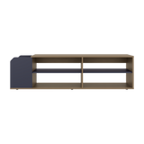 Rack de TV Solene Fresno Europeo y Azul 150x42cm para TV Hasta 60" Pulgadas Con Cuatro Compartimientos y Ranuras para Cable - MUEBLES DE TV | Bylmo