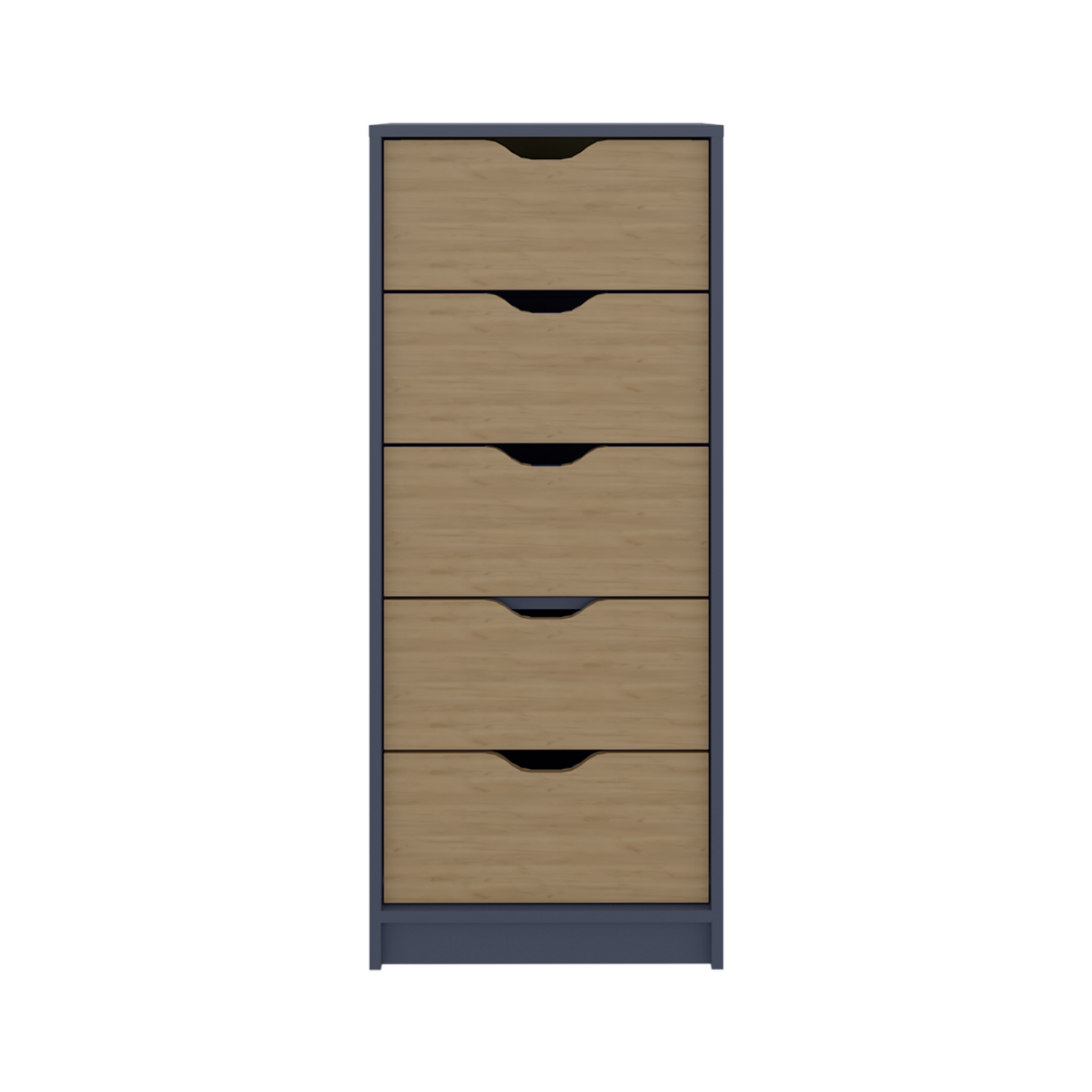 Cómoda Basilea Azul y Fresno 45x107.8cm de Cinco Hileras con Cinco Cajones - CAJONERAS Y COMODAS | Bylmo