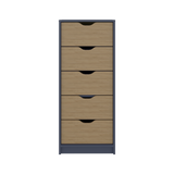 Cómoda Basilea Azul y Fresno 45x107.8cm de Cinco Hileras con Cinco Cajones - CAJONERAS Y COMODAS | Bylmo