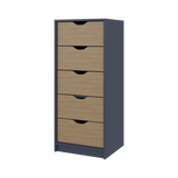 Cómoda Basilea Azul y Fresno 45x107.8cm de Cinco Hileras con Cinco Cajones - CAJONERAS Y COMODAS | Bylmo