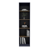 Biblioteca Home Azul y Fresno 45x180.6cm Rectangular con Cuatro Entrepaños y con Cinco Compartimientos - BIBLIOTECAS Y ESTANTERIAS | Bylmo
