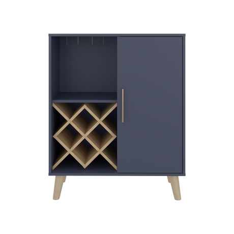 Bar Cueva Azul y Fresno Europeo 80x98cm con Un Portacopas y Con Doce Portabotellas - BARES | Bylmo