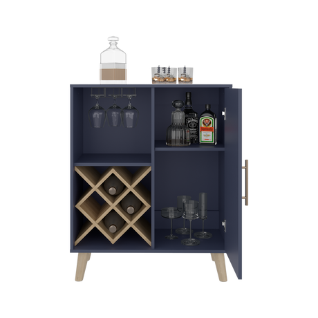 Bar Cueva Azul y Fresno Europeo 80x98cm con Un Portacopas y Con Doce Portabotellas - BARES | Bylmo