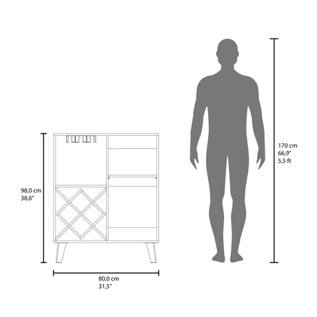 Bar Cueva Azul y Fresno Europeo 80x98cm con Un Portacopas y Con Doce Portabotellas - BARES | Bylmo