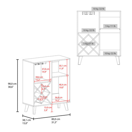Bar Cueva Azul y Fresno Europeo 80x98cm con Un Portacopas y Con Doce Portabotellas - BARES | Bylmo