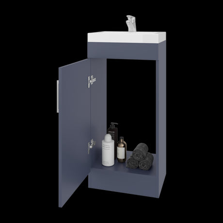 Mueble para Lavamanos Madrid Azul 40x88cm Individual con Lavamanos de Resina y con Una Puerta - MUEBLES PARA LAVAMANOS | Bylmo