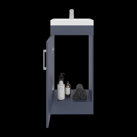 Mueble para Lavamanos Madrid Azul 40x88cm Individual con Lavamanos de Resina y con Una Puerta - MUEBLES PARA LAVAMANOS | Bylmo