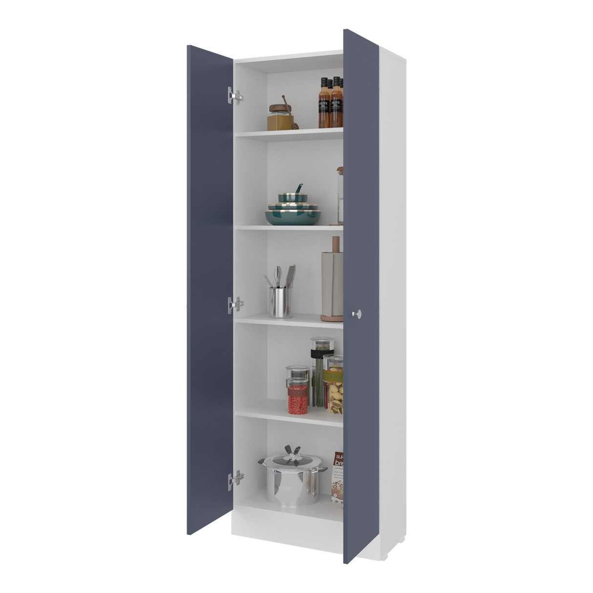 Alacena Blanco y Azul 60x180.6cm con Dos Puertas - ALACENAS Y MUEBLES MICROONDAS | Bylmo