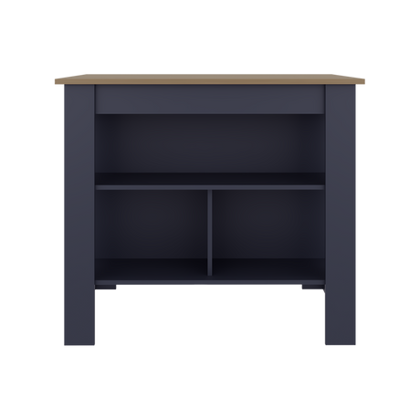Isla de Cocina Cala Azul y Fresno Europeo 101.7x89.6cm con Dos Entrepaños y con Tres Compartimientos - BARRAS Y MUEBLES AUXILIARES | Bylmo