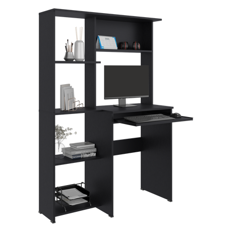 Centro de Computo Alden Eco Wengue 100x150cm con Organizador de Libros y sin Cajones - ESCRITORIOS | Bylmo