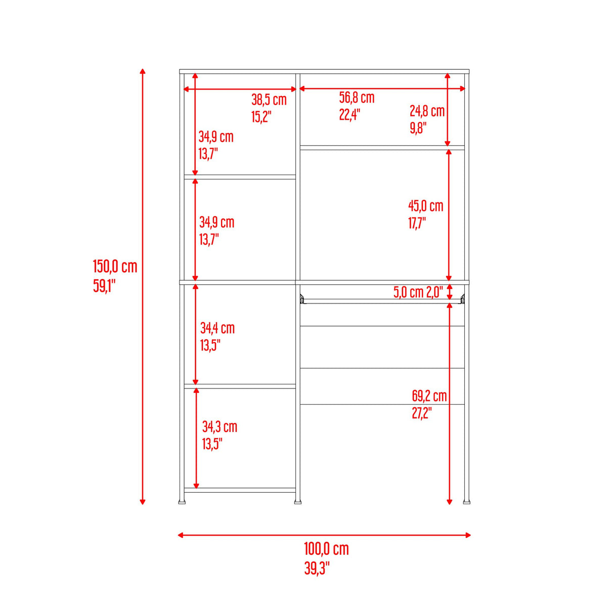 Centro de Computo Alden Eco Wengue 100x150cm con Organizador de Libros y sin Cajones - ESCRITORIOS | Bylmo