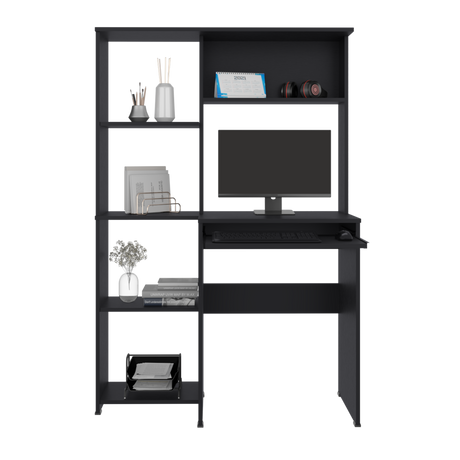 Centro de Computo Alden Eco Wengue 100x150cm con Organizador de Libros y sin Cajones - ESCRITORIOS | Bylmo