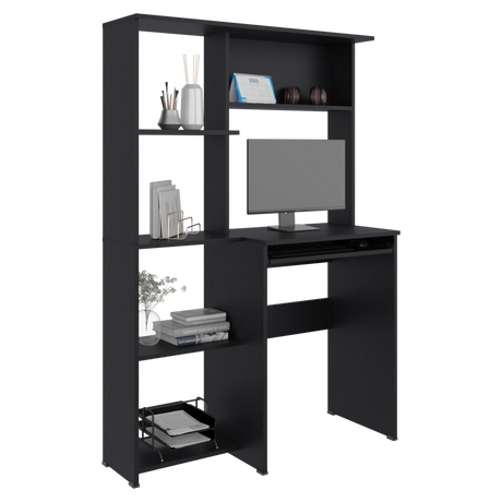 Centro de Computo Alden Eco Wengue 100x150cm con Organizador de Libros y sin Cajones - ESCRITORIOS | Bylmo