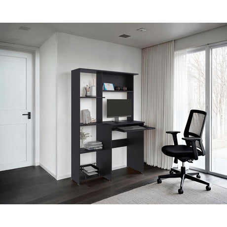 Centro de Computo Alden Eco Wengue 100x150cm con Organizador de Libros y sin Cajones - ESCRITORIOS | Bylmo