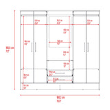 Closet Barmine Fresno Europeo y Wengue 180.2x180.6cm con Dos Cajones con Cuatro Puertas y con Espejo - CLOSETS | Bylmo