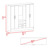 Closet Barmine Fresno Europeo y Wengue 180.2x180.6cm con Dos Cajones con Cuatro Puertas y con Espejo - CLOSETS | Bylmo