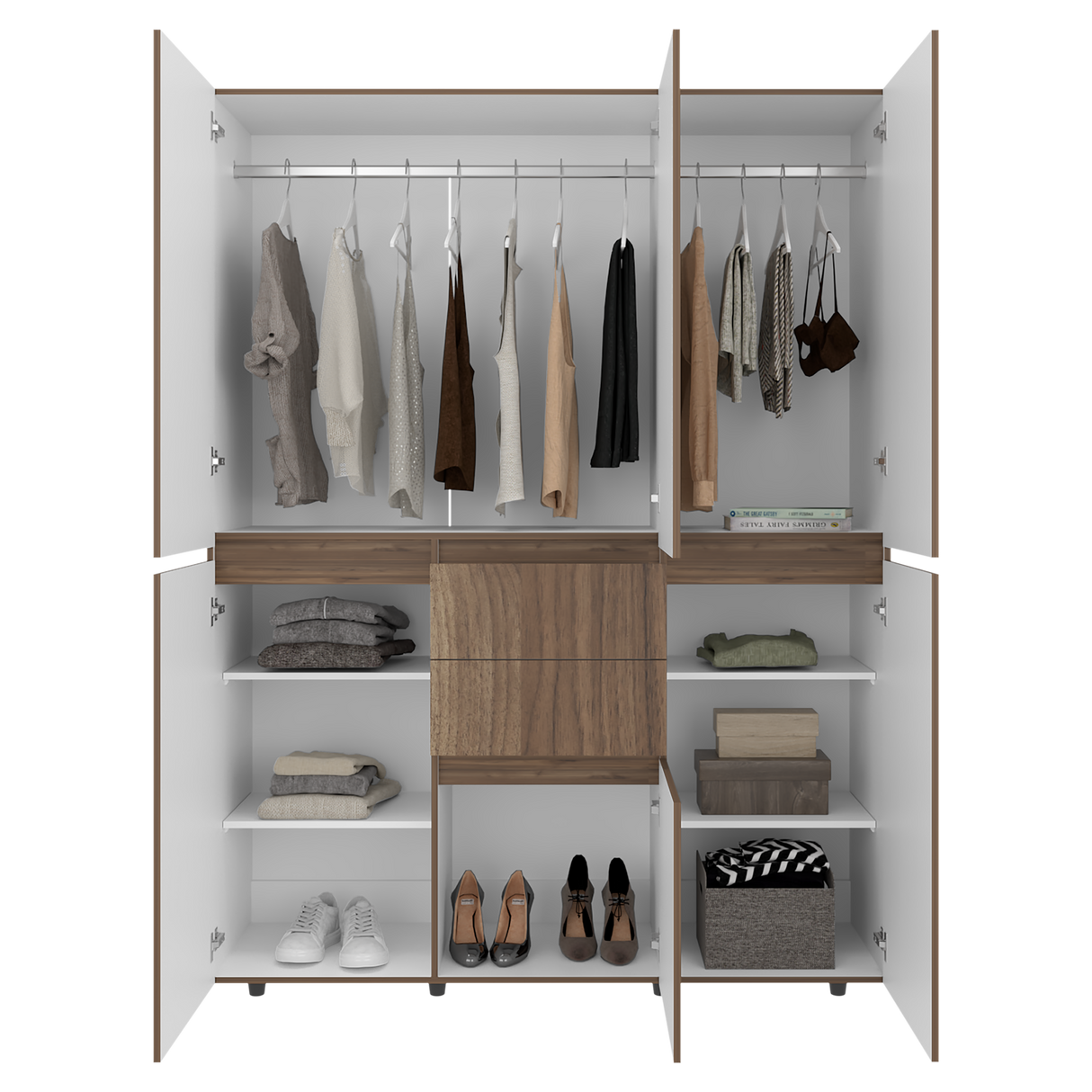Closet Bea Gales y Blanco 150x200cm con Dos Cajones y con Seis Puertas - CLOSETS | Bylmo