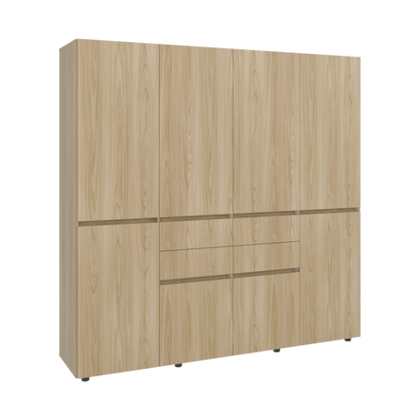 Closet Siruela Fresno Europeo y Blanco 200x200cm con Cuatreo Cajones y con Ocho Puertas - CLOSETS | Bylmo