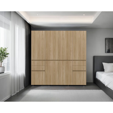Closet Siruela Fresno Europeo y Blanco 200x200cm con Cuatreo Cajones y con Ocho Puertas - CLOSETS | Bylmo
