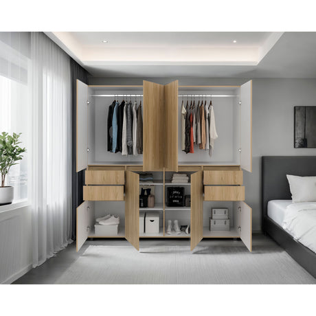 Closet Siruela Fresno Europeo y Blanco 200x200cm con Cuatreo Cajones y con Ocho Puertas - CLOSETS | Bylmo