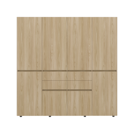 Closet Siruela Fresno Europeo y Blanco 200x200cm con Cuatreo Cajones y con Ocho Puertas - CLOSETS | Bylmo