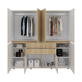 Closet Siruela Fresno Europeo y Blanco 200x200cm con Cuatreo Cajones y con Ocho Puertas - CLOSETS | Bylmo