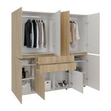 Closet Siruela Fresno Europeo y Blanco 200x200cm con Cuatreo Cajones y con Ocho Puertas - CLOSETS | Bylmo