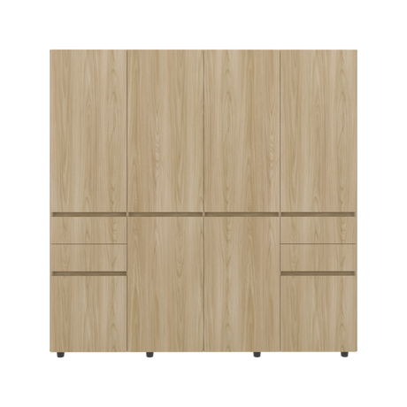 Closet Siruela Fresno Europeo y Blanco 200x200cm con Cuatreo Cajones y con Ocho Puertas - CLOSETS | Bylmo