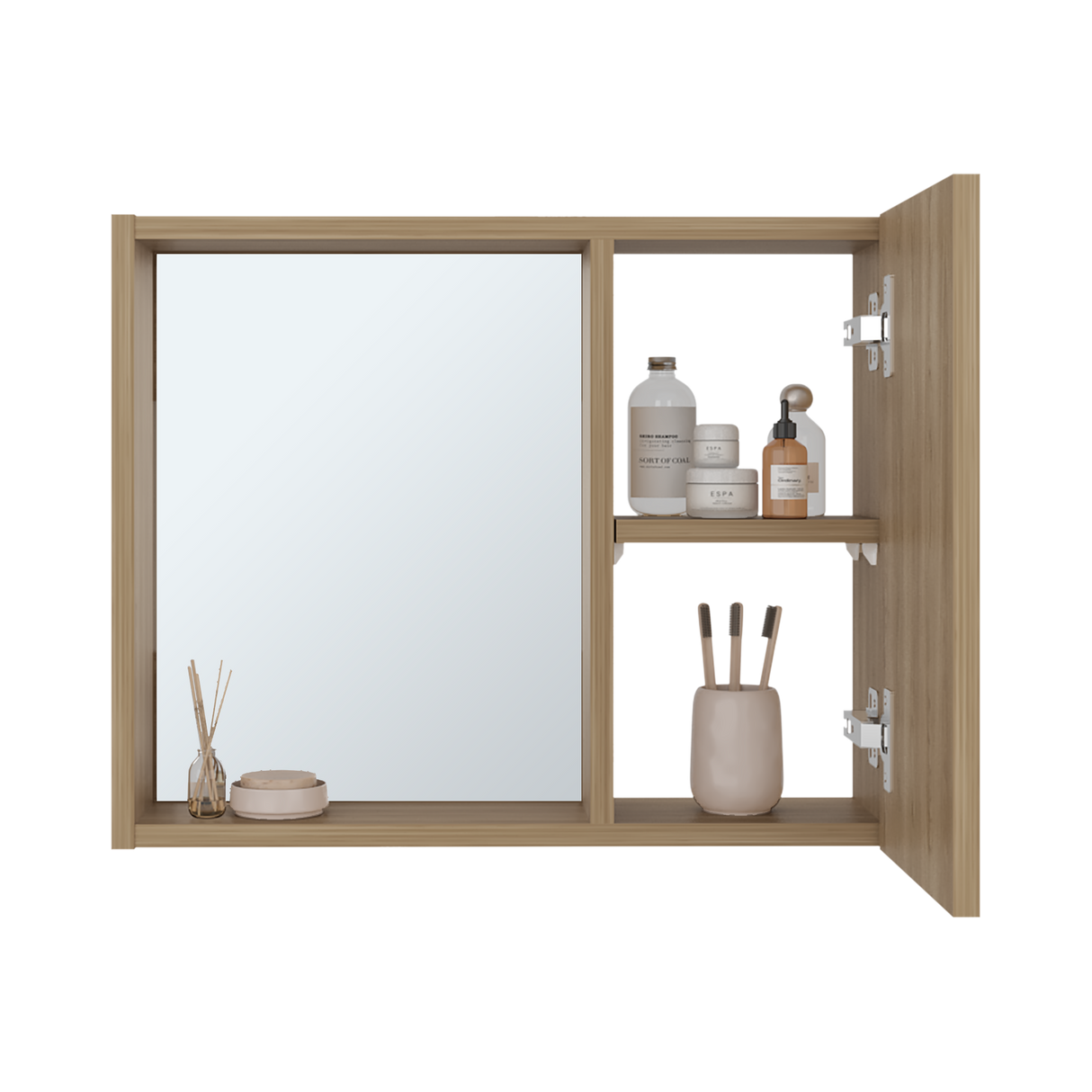 Gabinete de Baño Alessi Fresno 50.5x40.3cm con Espejo y con Un Entrepaño - GABINETES DE BANHO | Bylmo