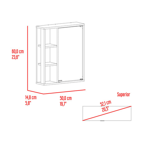 Gabinete de Baño Berkel Fresno 50x60cm con Espejo y con Dos Entrepaños - GABINETES DE BANHO | Bylmo