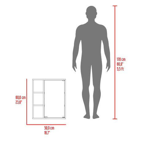 Gabinete de Baño Berkel Fresno 50x60cm con Espejo y con Dos Entrepaños - GABINETES DE BANHO | Bylmo
