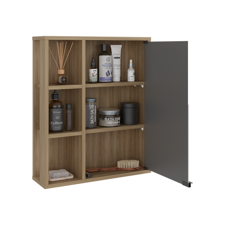 Gabinete de Baño Berkel Fresno 50x60cm con Espejo y con Dos Entrepaños - GABINETES DE BANHO | Bylmo