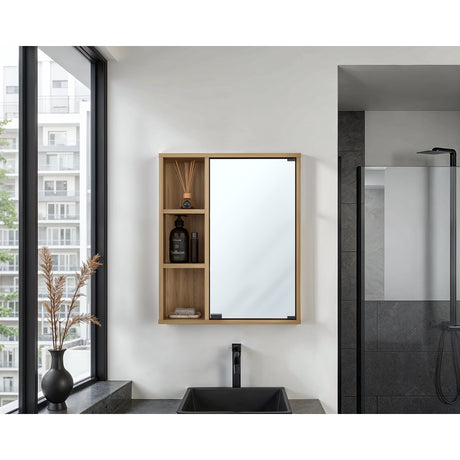 Gabinete de Baño Berkel Fresno 50x60cm con Espejo y con Dos Entrepaños - GABINETES DE BANHO | Bylmo