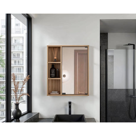 Gabinete de Baño Berkel Fresno 50x60cm con Espejo y con Dos Entrepaños - GABINETES DE BANHO | Bylmo