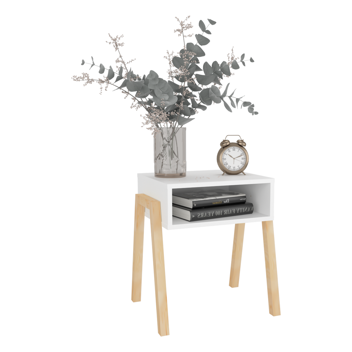 Mesa de Noche Pinetti Blanco 46x51cm con Un Compartimiento - MESAS DE NOCHE | Bylmo