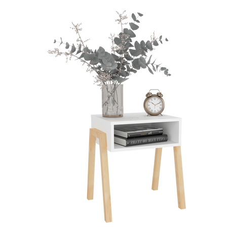 Mesa de Noche Pinetti Blanco 46x51cm con Un Compartimiento - MESAS DE NOCHE | Bylmo