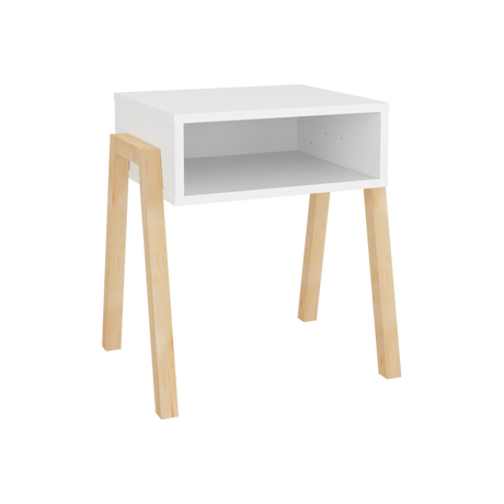 Mesa de Noche Pinetti Blanco 46x51cm con Un Compartimiento - MESAS DE NOCHE | Bylmo